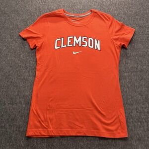 Nike Clemson Orange Center Swoosh T-Shirt Size L Slim Women's